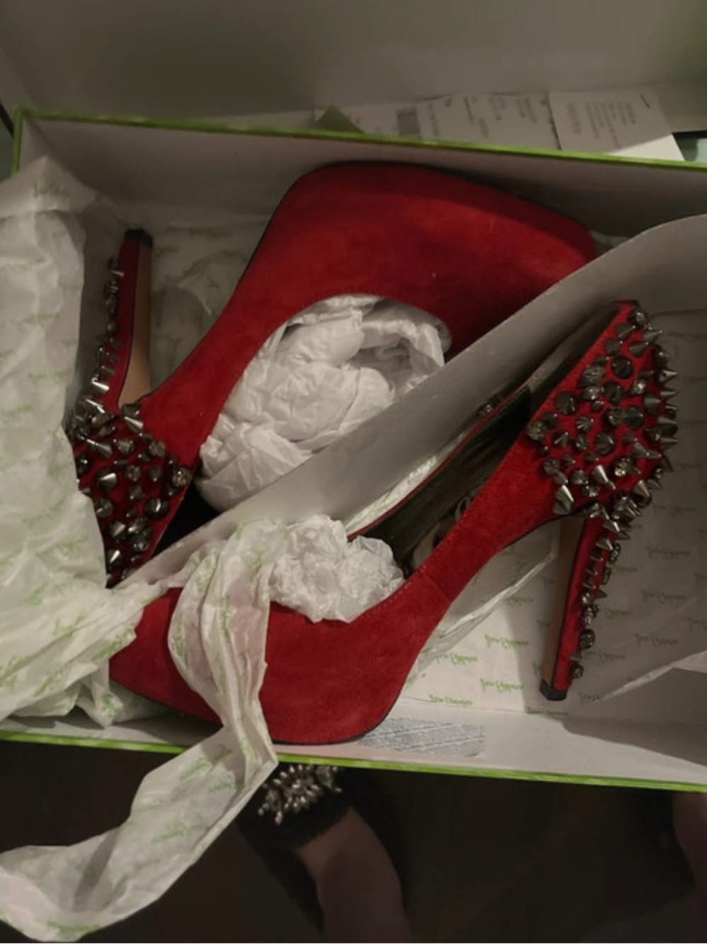 Ruby Red Roza Suede Spike-Embellished Sam Edelman Women's Pumps 9M